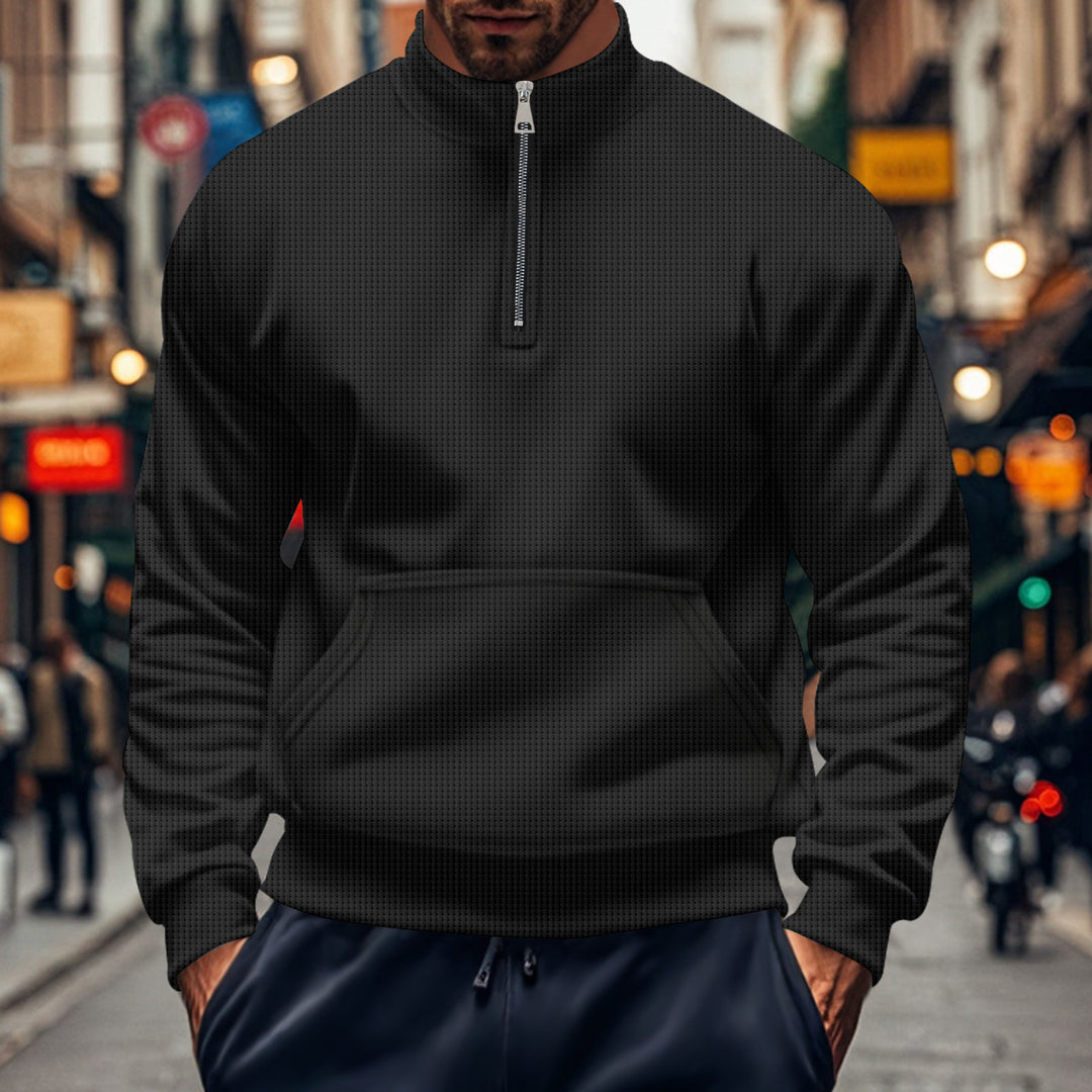 Herren Sweatshirt mit halbem Reißverschluss und praktischer Kängurutasche Echoarchiv