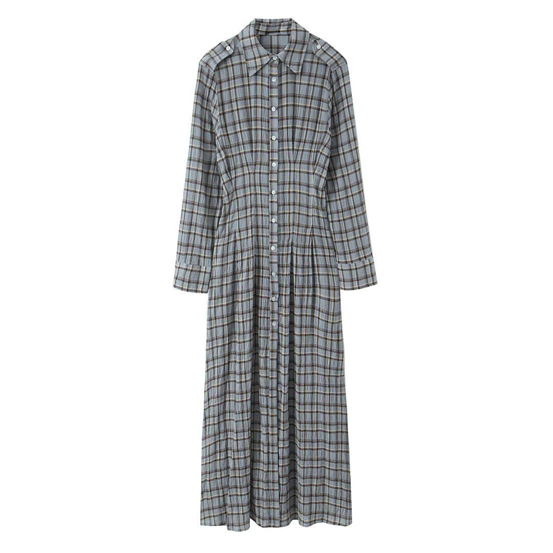 Damen Maxikleid im Hemdblusenstil mit durchgehender Knopfleiste und taillierter Faltenpartie Echo Archiv