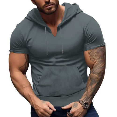 Herren Kurzarm Hoodie mit praktischer Kängurutasche und atmungsaktivem Stoff Echoarchiv