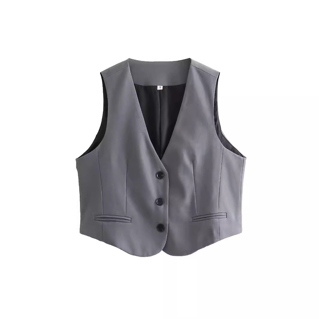 Damen nan taillierte Business-Weste mit V-Ausschnitt und paspelierten Eingrifftaschen Echo Archiv