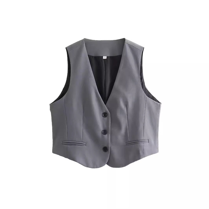 Damen nan taillierte Business-Weste mit V-Ausschnitt und paspelierten Eingrifftaschen Echo Archiv