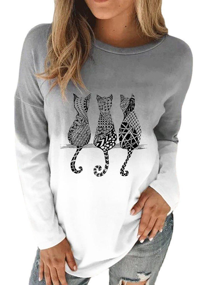 Damen Langärmeliges Oversize-Sweatshirt mit abstraktem Aquarell-Mosaikprint – Avérine