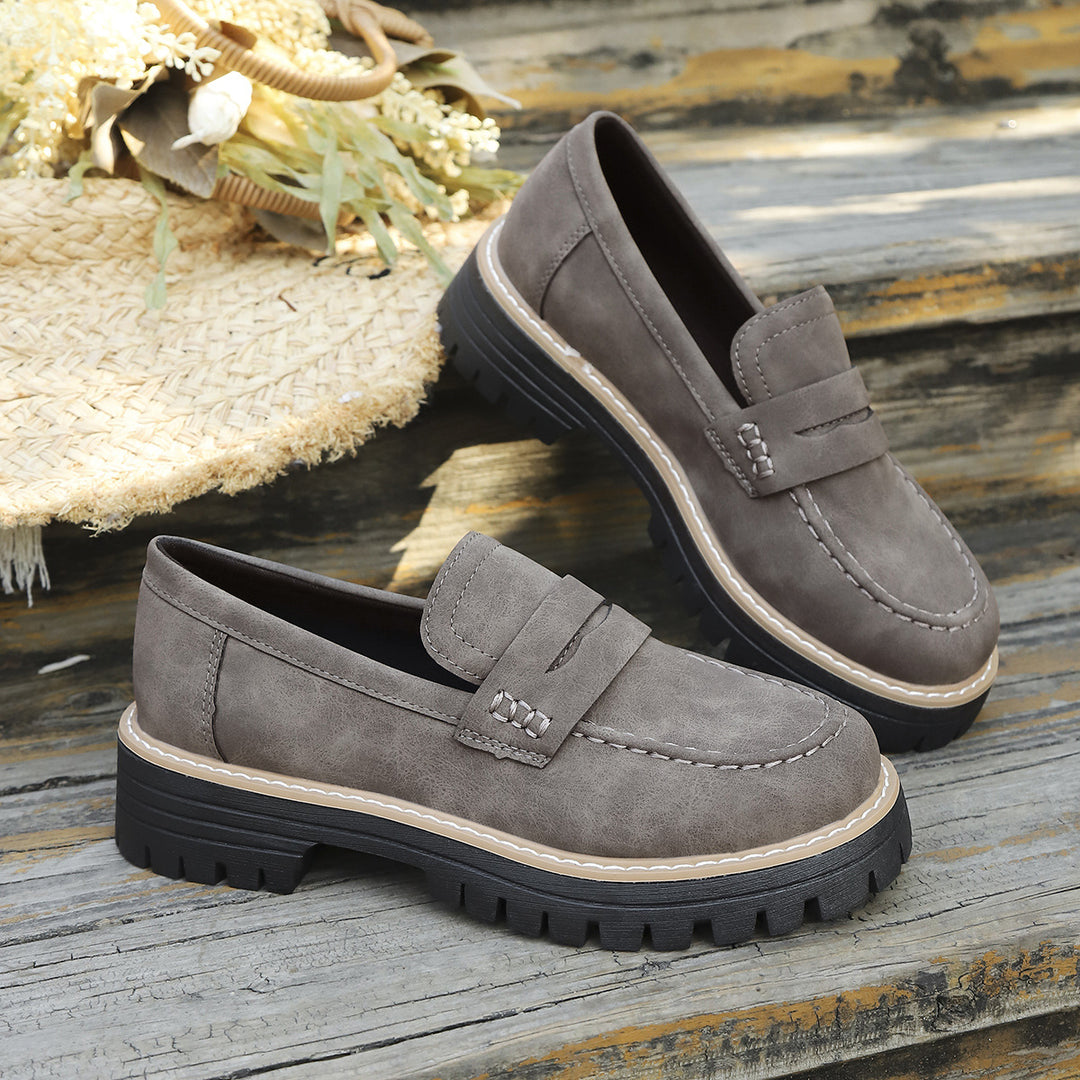 Damen Chunky-Lug-Loafer mit Penny-Riemen und profilierter Gummisohle Echo Archiv