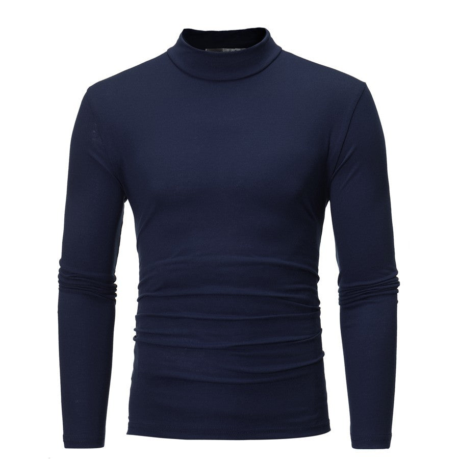 Herren Langarm T-Shirt mit stehendem Kragen und figurschmeichelndem Schnitt Echoarchiv