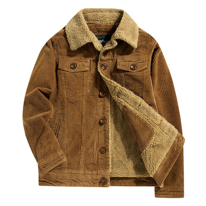 Herren Feincord‑Truckerjacke mit kuscheliger Sherpa‑Fütterung und Brusttaschen – Taviero
