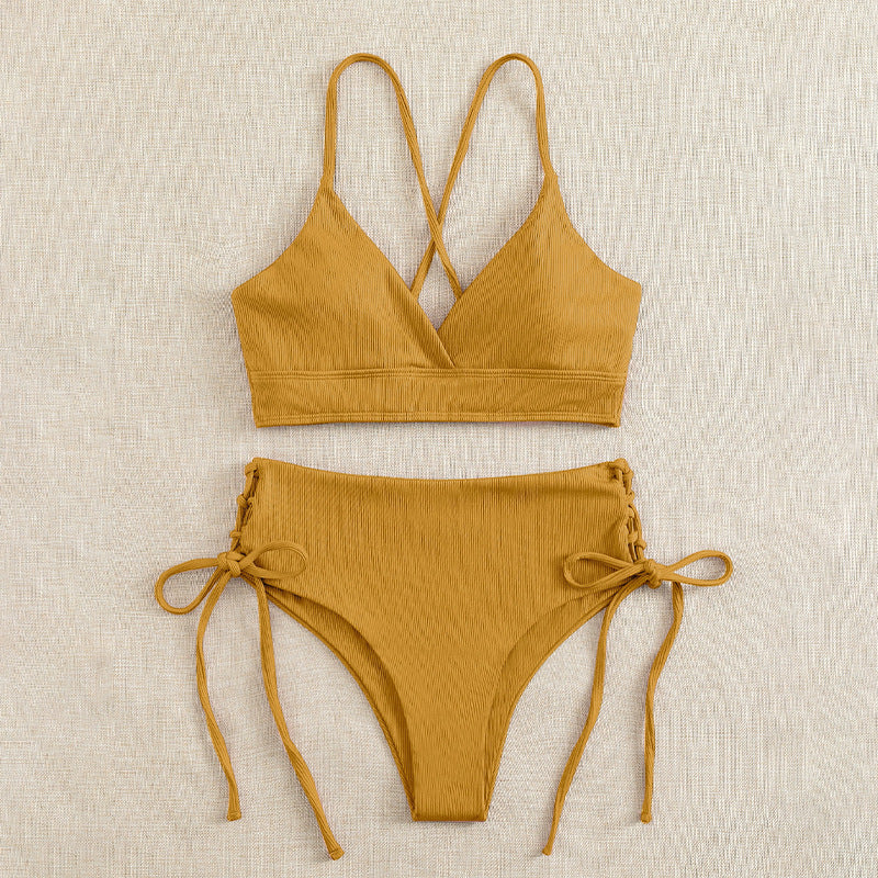 Damen Hochtaillierter Bikini mit verstellbaren Schnürdetails – Maréssa