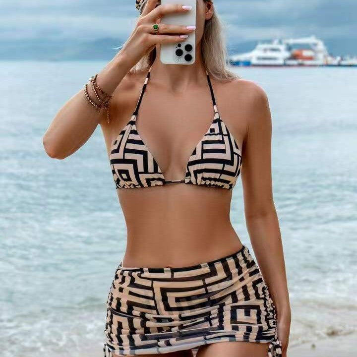 Damen Triangel-Bikini mit asymmetrischem Rock Echo Archiv