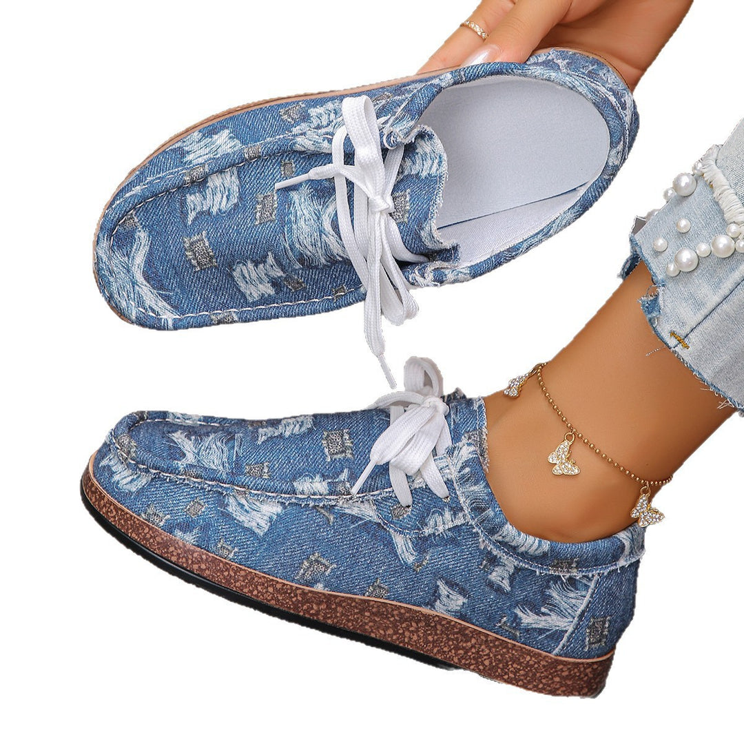 Damen Ethno‑Mokassin‑Sneaker mit bunter Stickerei und Kork‑Optik Echo Archiv