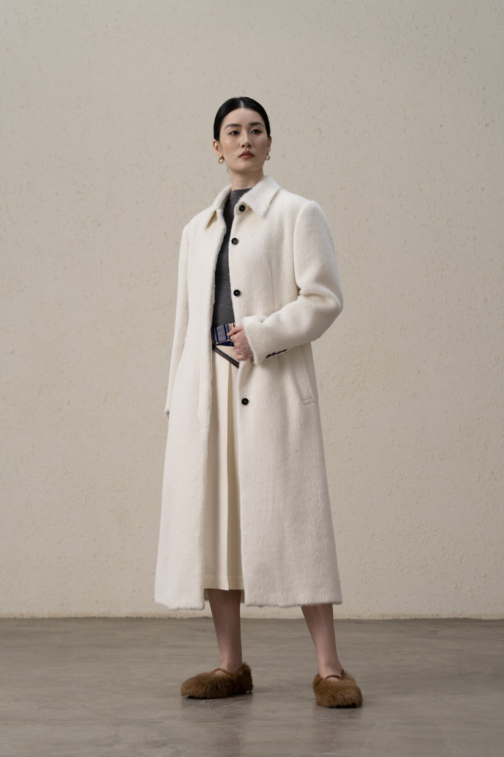 Damen Eleganter Langhaarmantel Echoarchiv