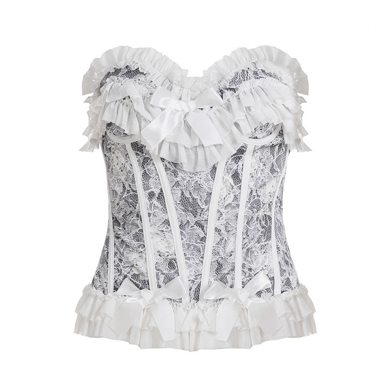 Damen Spitzen-Bodysuit mit romantischen Rüschendetails Echo Archiv