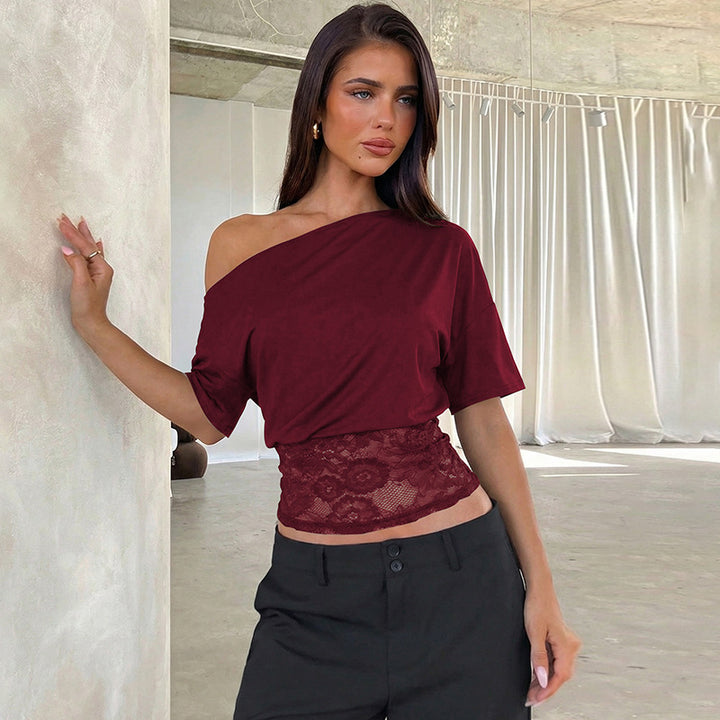 Damen Off-Shoulder Bluse mit Spitzenbund Echo Archiv