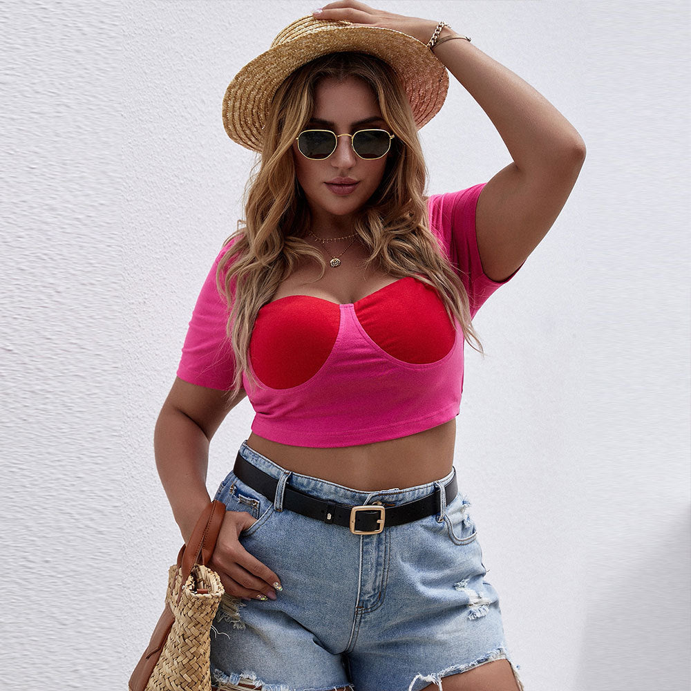 Damen Cropped Top mit raffiniertem Bustier-Design und kurzen Ärmeln Echo Archiv