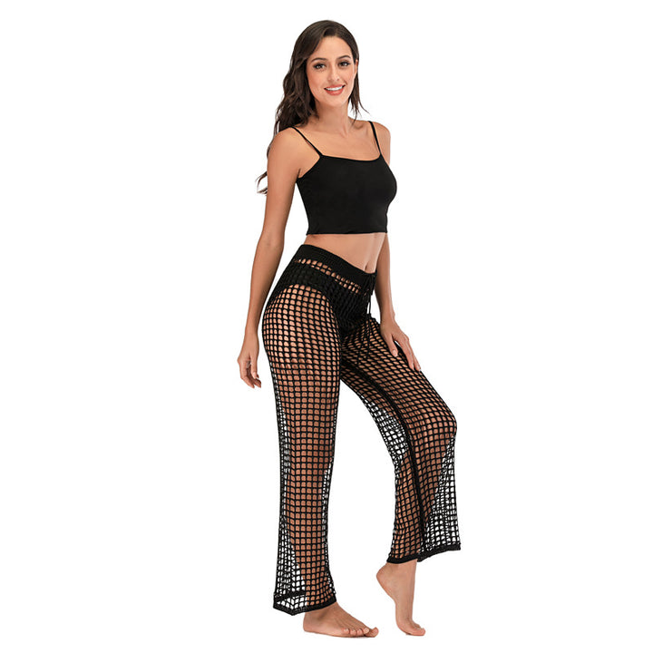 Damen Häkel Strandhose mit hoher Taille und weitem Schnitt Echo Archiv