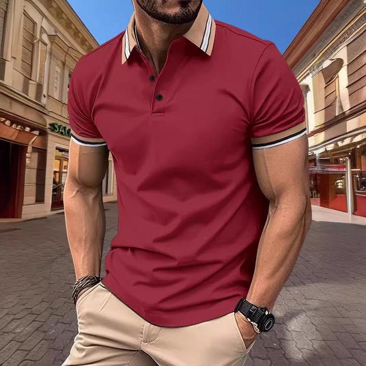 Herren Kurzarm-Poloshirt mit modischen Kontrastakzenten Echoarchiv