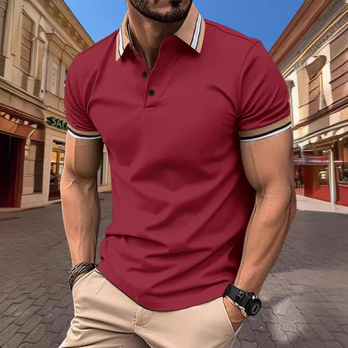 Herren Kurzarm-Poloshirt mit modischen Kontrastakzenten Echoarchiv