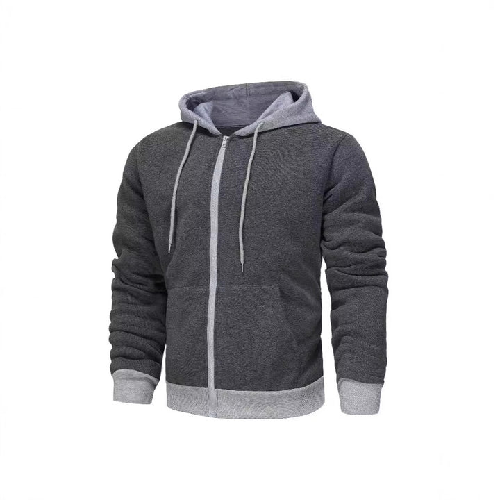 Herren Zip-Hoodie mit Kontrastfarbe und Kängurutasche Echoarchiv