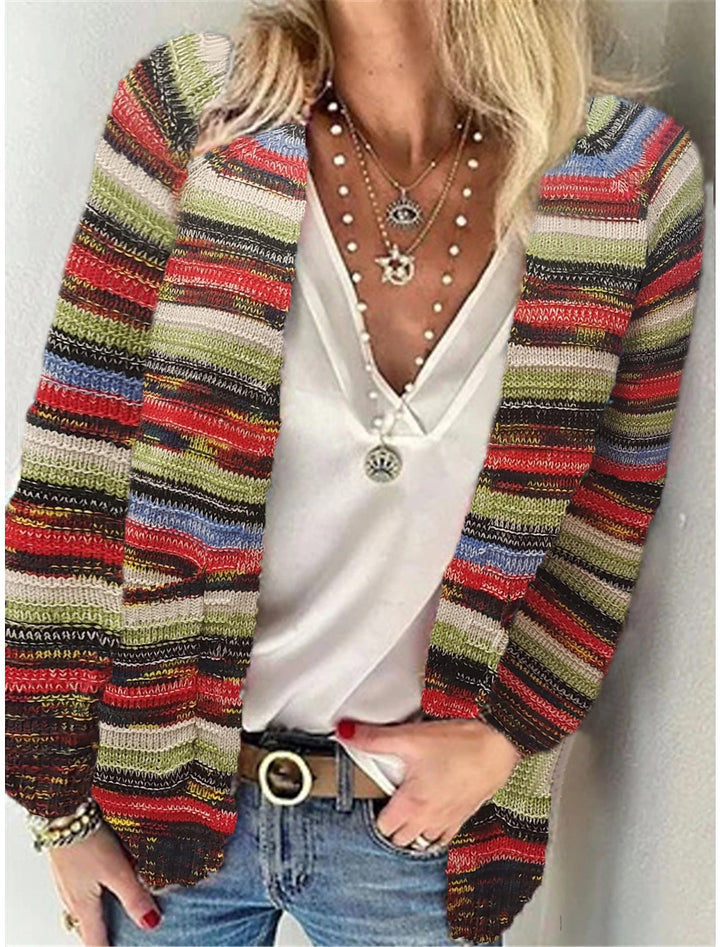 Damen Mehrfarbiger Strickcardigan mit offener Front, legerem Oversize-Schnitt und feinem Rippbündchen Echo Archiv