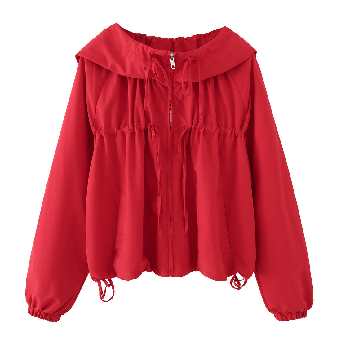 Damen Kurz geschnittene Windbreaker‑Jacke mit weitem Kragen, Tunnelzug und elastischen Bündchen Echo Archiv