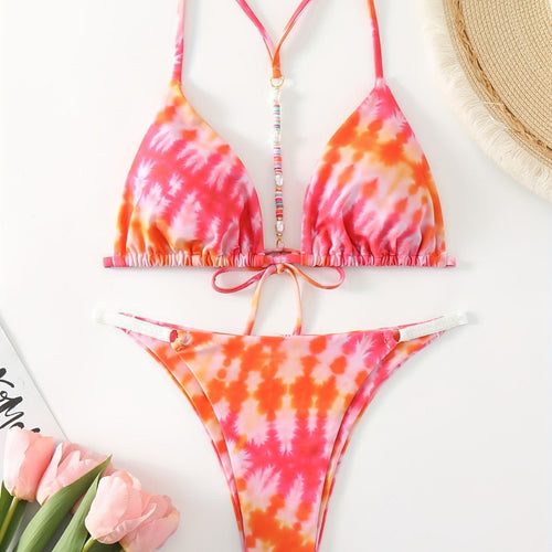 Damen Triangel-Bikini mit modischem Bindeband-Design Echo Archiv