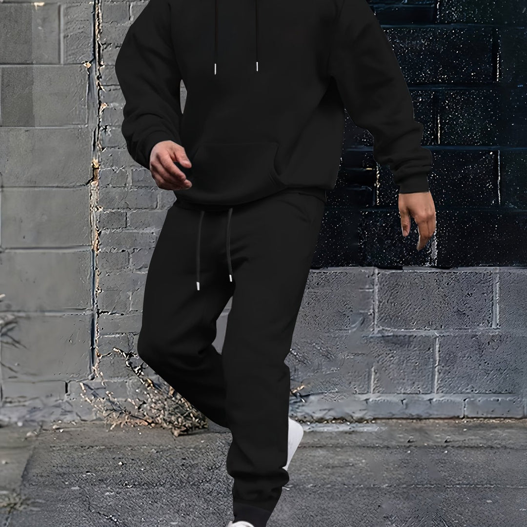 Herren Sportiver Kapuzenanzug mit verstellbarem Bund und seitlichen Taschen Echoarchiv