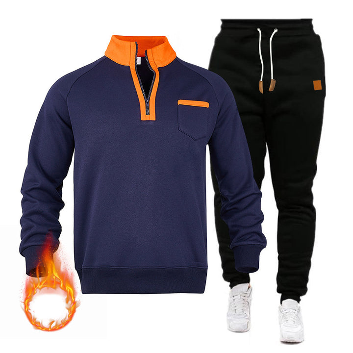 Herren Sweatshirt und Jogginghose Set mit modernem Stehkragen und praktischer Brusttasche Echoarchiv