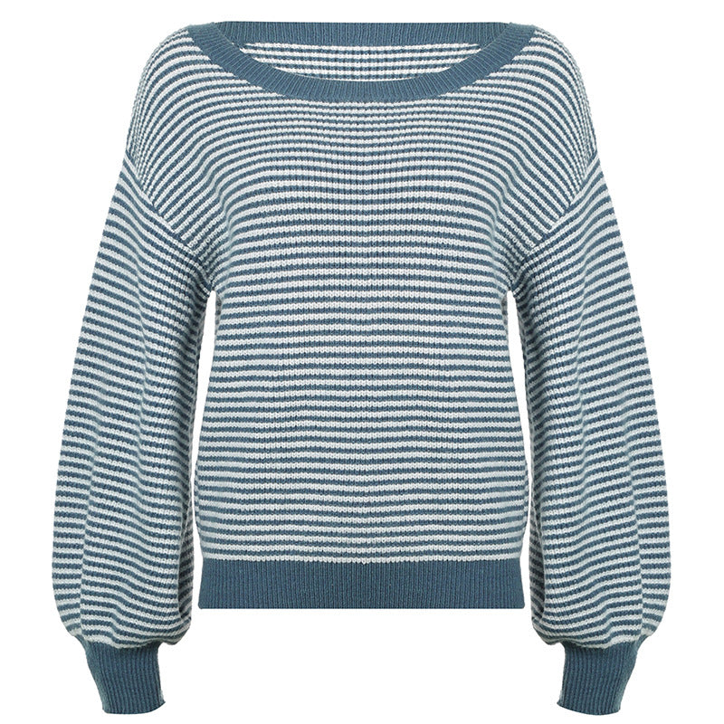 Damen Feinstrick-Pullover mit weitem U-Boot-Ausschnitt, ausgestellten Ärmeln und Intarsia-Blütenmotiv – Mavelle