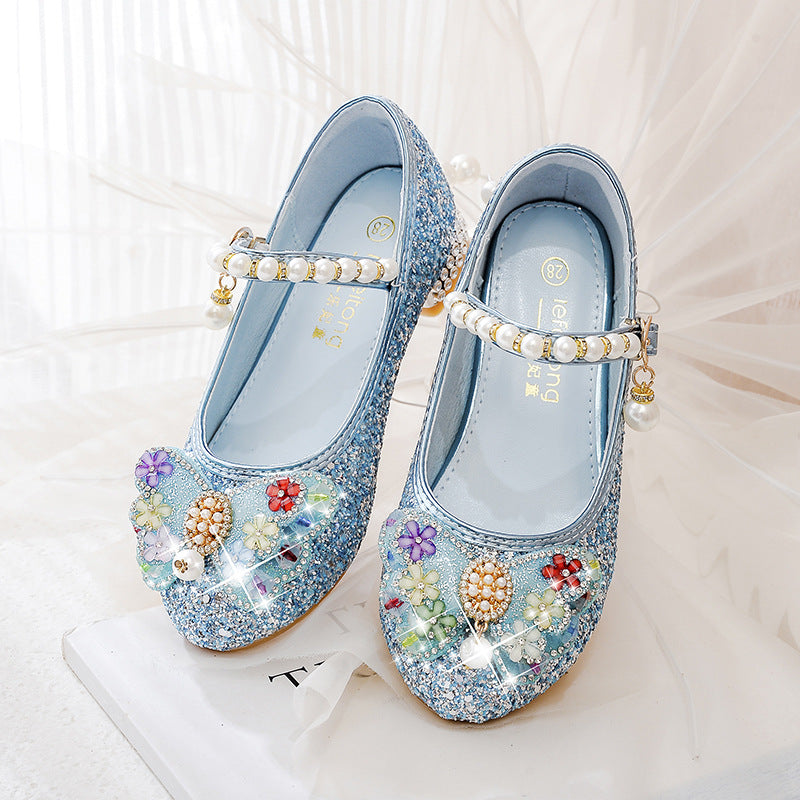 Mädchen Glitzernde Ballerinas mit Blumenapplikationen Echo Archiv