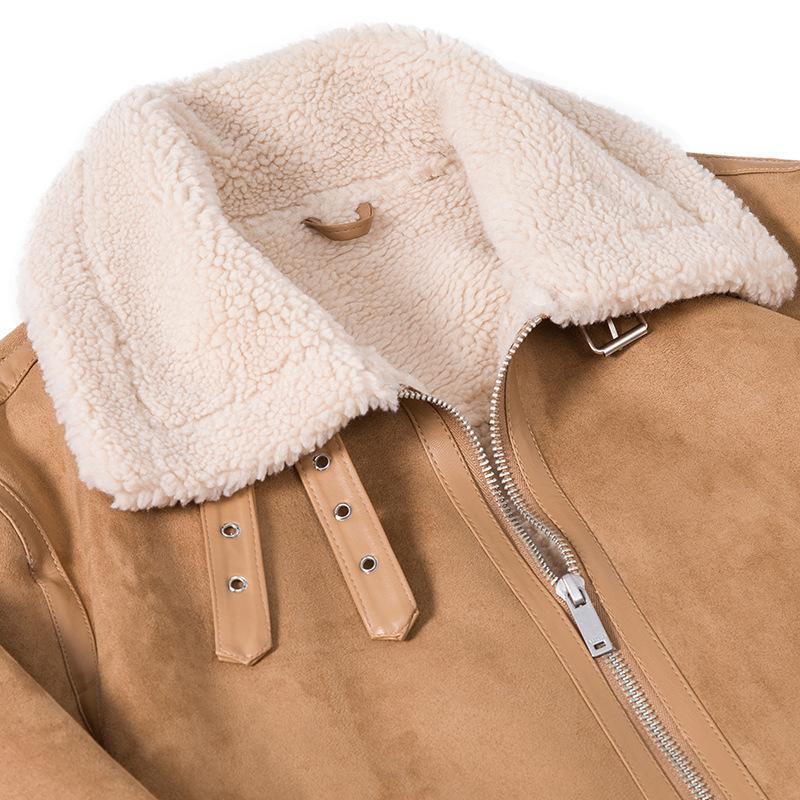Herren Fliegerjacke aus Kunstlammfell mit Teddyfutter und Reißverschluss – Taviero