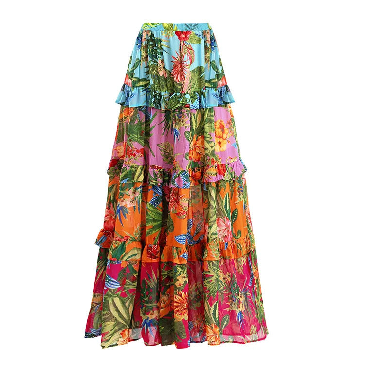 Damen Einteiler Badeanzug mit floralem Muster und Rüschendetails Echo Archiv