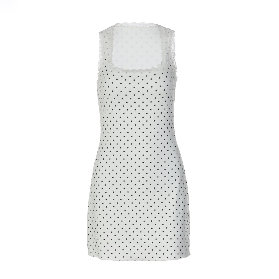 Damen Verspieltes Minikleid mit Punkten und Spitzenbesatz Echo Archiv
