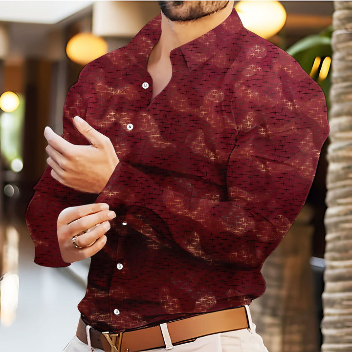 Herren modernes Casual-Hemd mit starkem Muster Echoarchiv