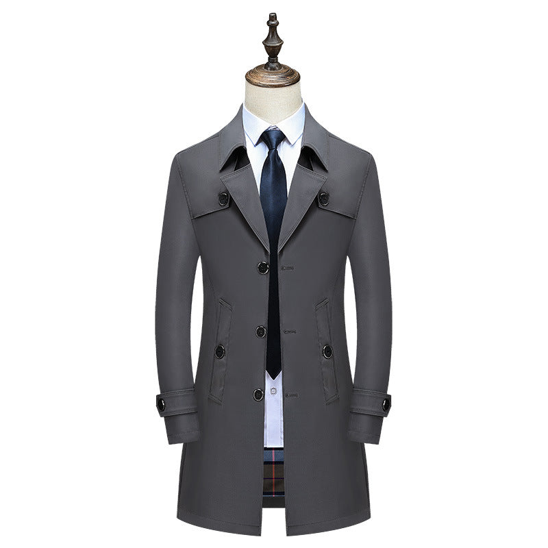 Herren Eleganter Slim-Fit Trenchcoat mit klassischer Knopfleiste und verstellbaren Manschetten Echoarchiv