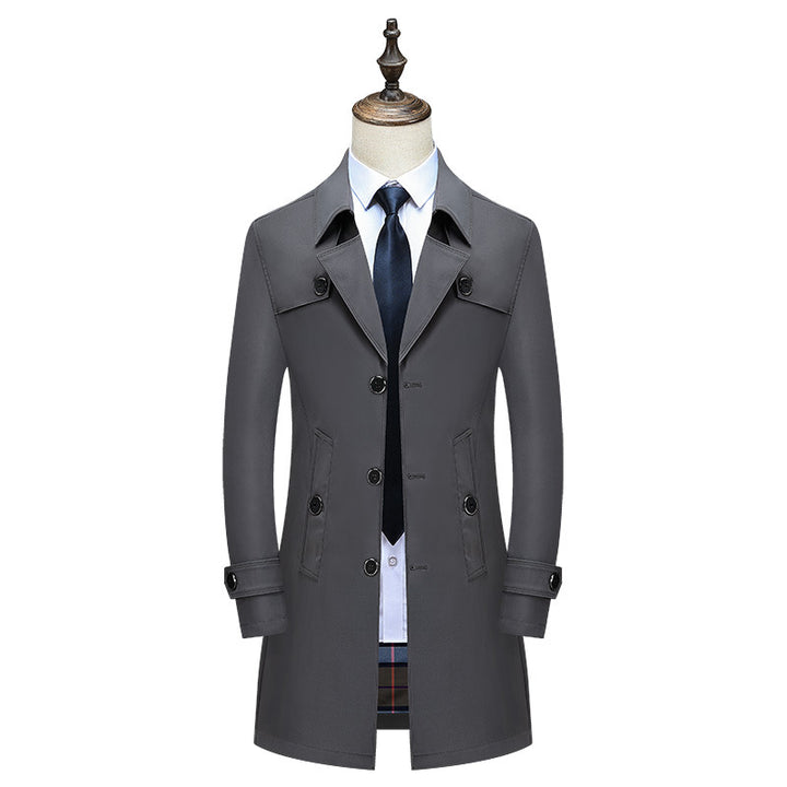 Herren Eleganter Slim-Fit Trenchcoat mit klassischer Knopfleiste und verstellbaren Manschetten Echoarchiv