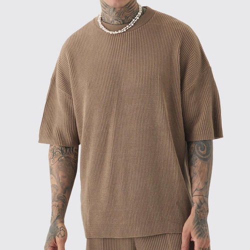 Herren Kurzarm T-Shirt im Rippstrickdesign Echoarchiv