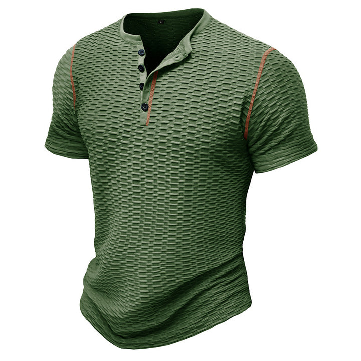 Herren Kurzarm-Henley-T-Shirt mit strukturiertem Design und figurbetonter Passform Echoarchiv