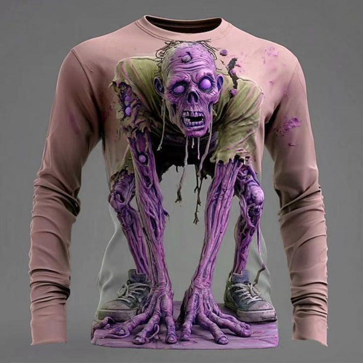 Herren Langarmshirt mit 3D Zombie-Motiv Echoarchiv