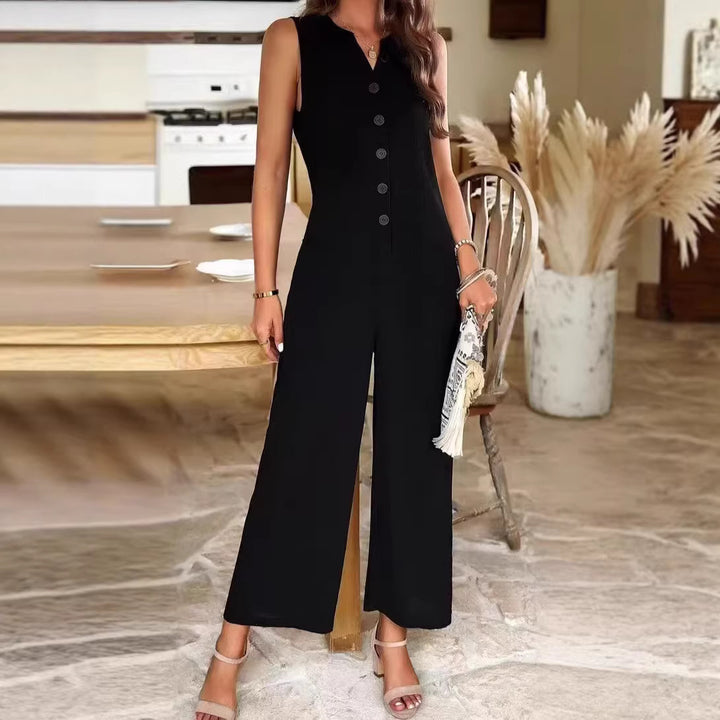 Damen Eleganter Jumpsuit mit Knopfdetails und praktischen Taschen Echo Archiv