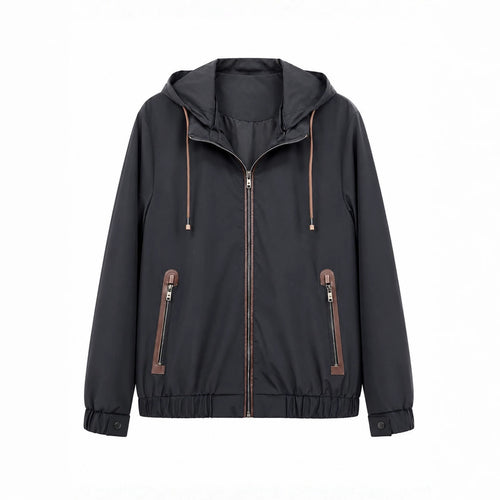 Herren Leichte Softshell‑Hoodiejacke mit wasserabweisender Außenlage, Lederapplikationen und Reißverschlusstaschen Echo Archiv