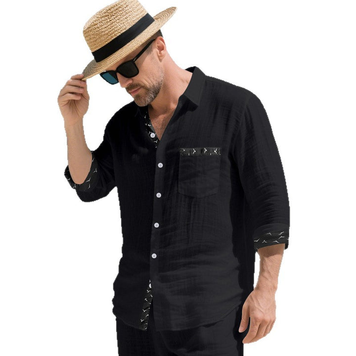 Herren modisches Leinenhemd mit eleganten Akzenten Echoarchiv