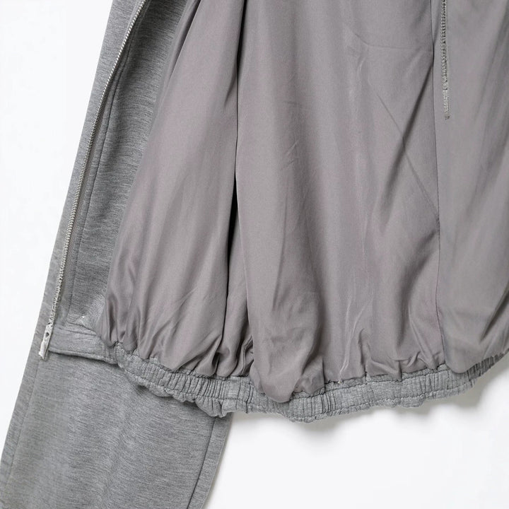Damen Cropped Kapuzenjacke mit Reißverschluss, Ballonärmeln und elastischem Saum Echoarchiv