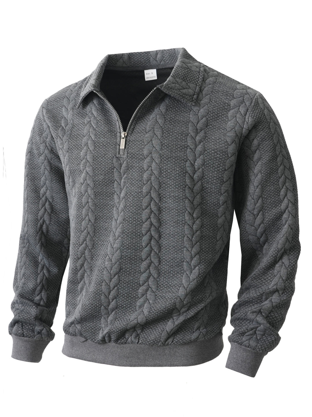 Herren nan Halbzip-Pullover mit Kentkragen, Zopfstrickstruktur und geripptem Saum Echo Archiv