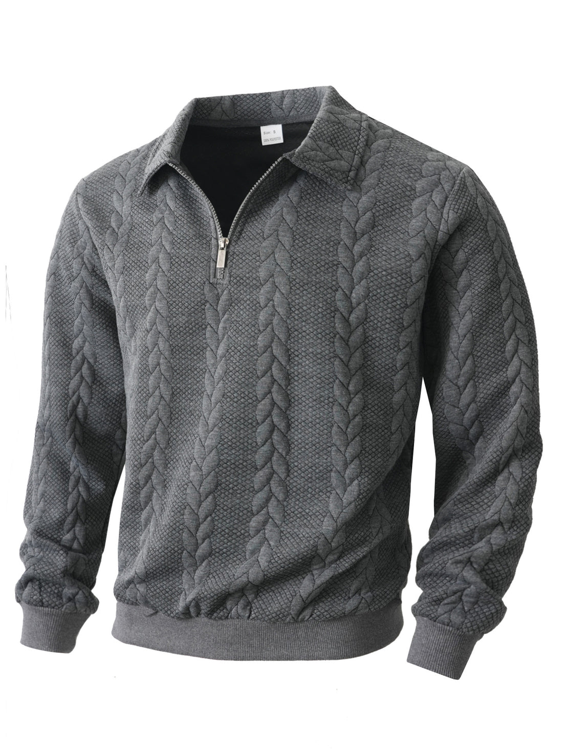 Herren Halbzip-Pullover mit Kentkragen, Zopfstrickstruktur und geripptem Saum – Norvane