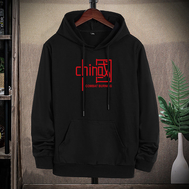 Herren lässiges Kapuzen‑Sweatshirt mit Kängurutasche und Statement‑Print – Cavarno