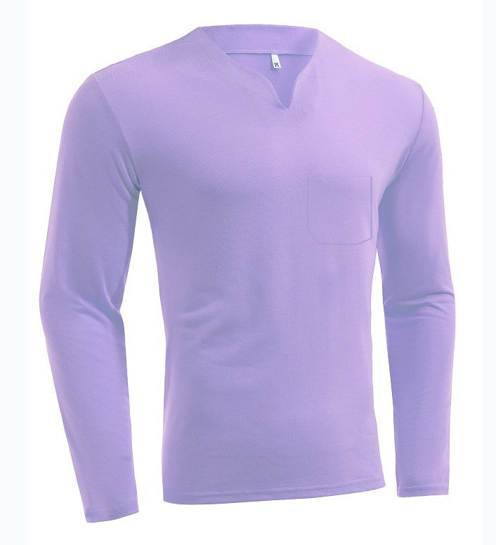 Herren nan Langarmshirt mit V-Ausschnitt Slim Fit Baumwollmix und elastischem Komfortbund Echo Archiv