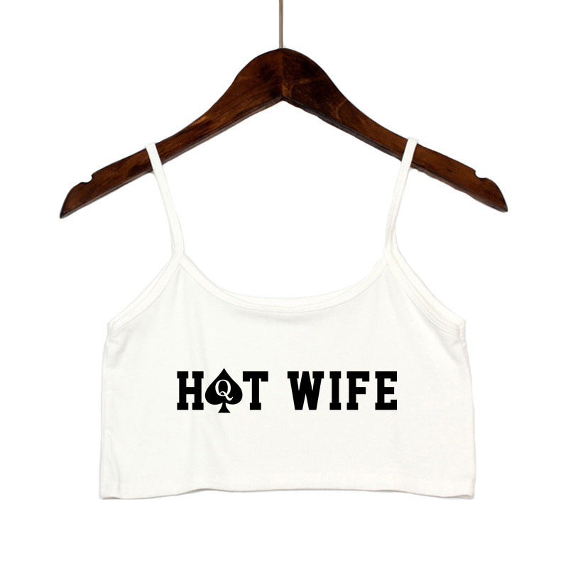 Damen Crop-Top mit modernen Schriftzügen und verstellbaren Trägern Echo Archiv