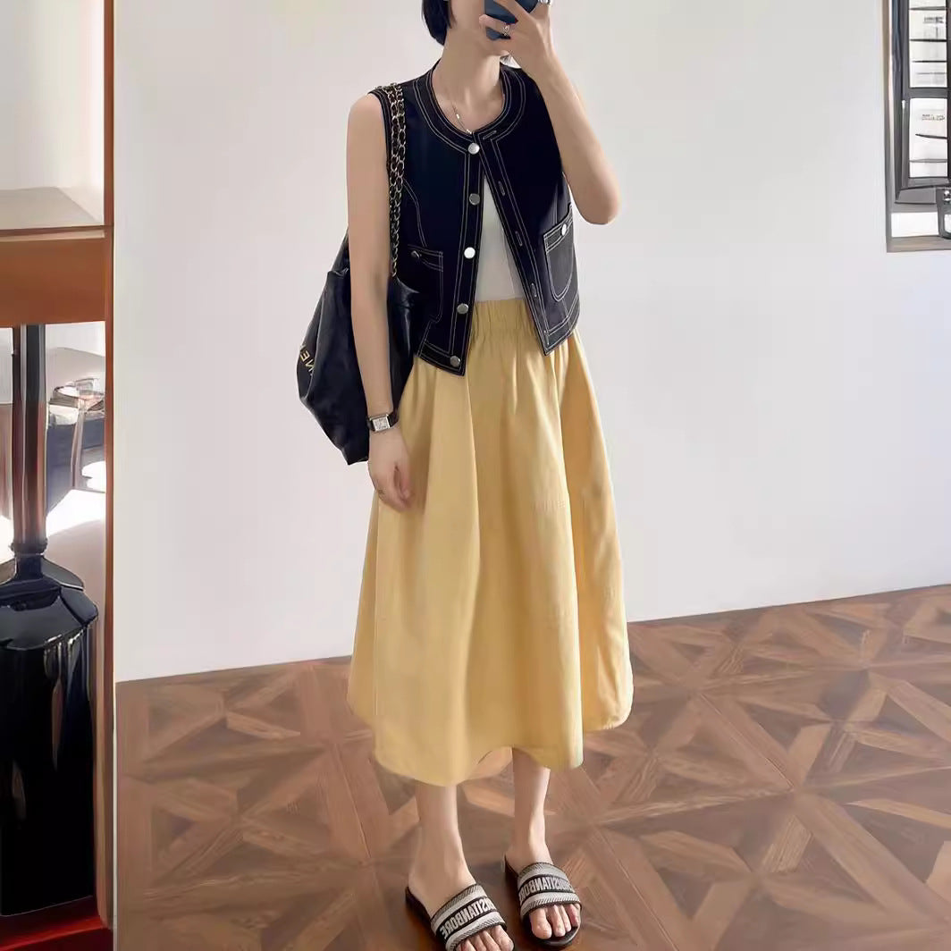 Damen Eleganter, weit geschnittener Midirock Echoarchiv