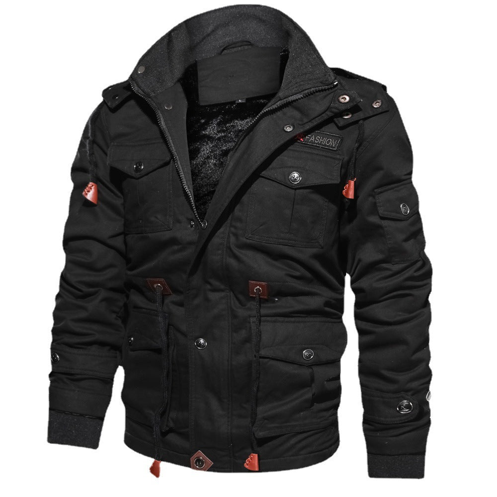 Herren Gefütterter Canvas-Fieldparka mit Kordelzug Pattentaschen und Innenfleece – Taviero