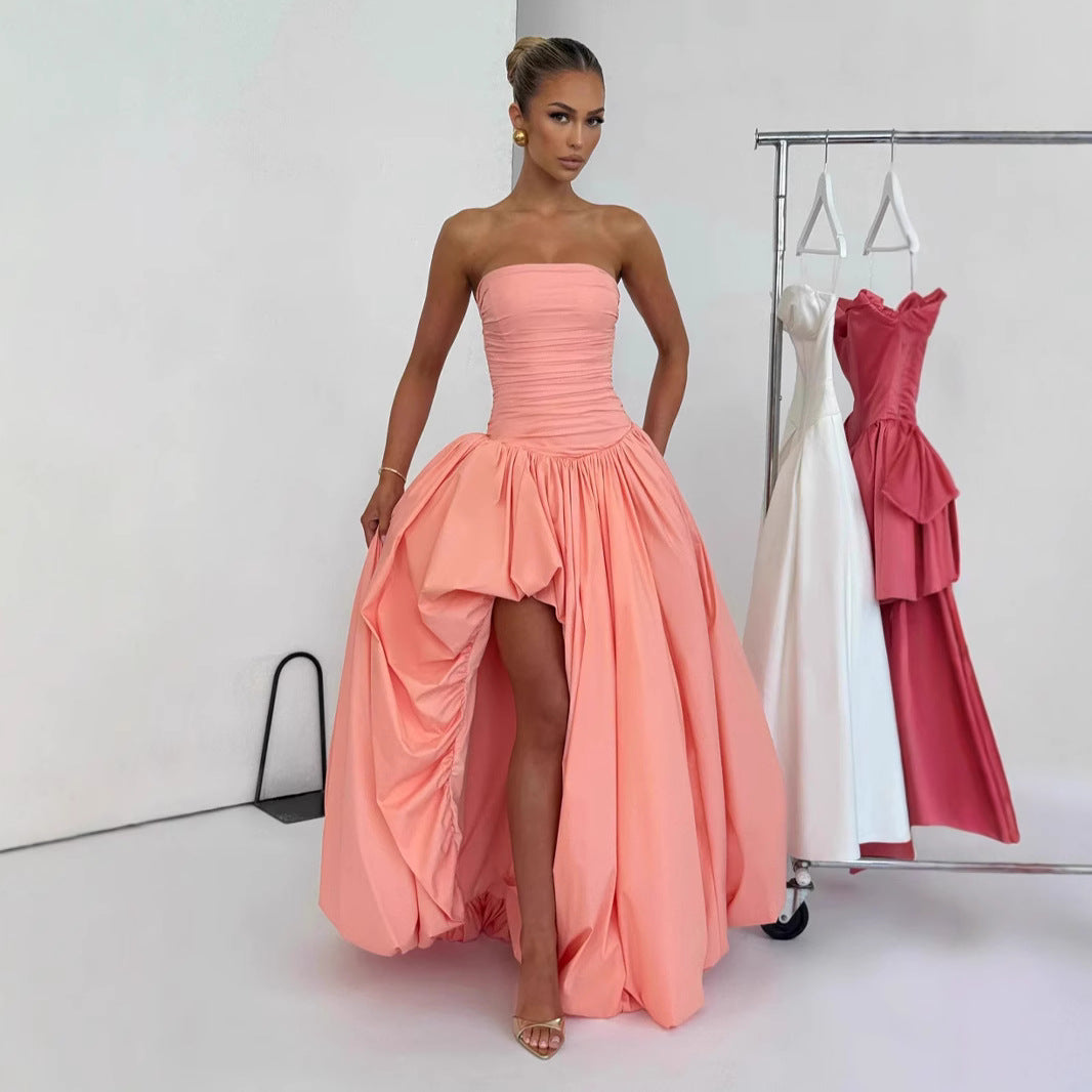 Damen Strapless Ballkleid mit hohem Schlitz und fließendem Rock Echo Archiv