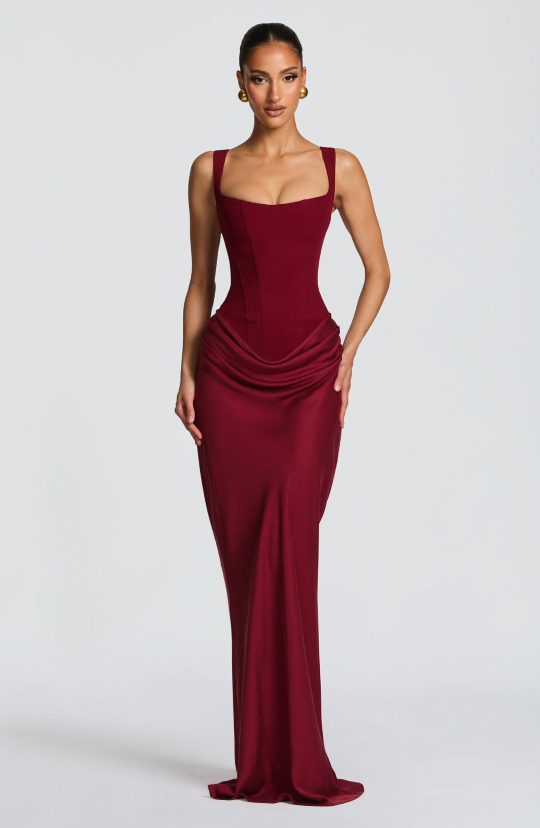 Damen Elegantes Maxikleid mit raffiniertem Drapierungseffekt Echoarchiv