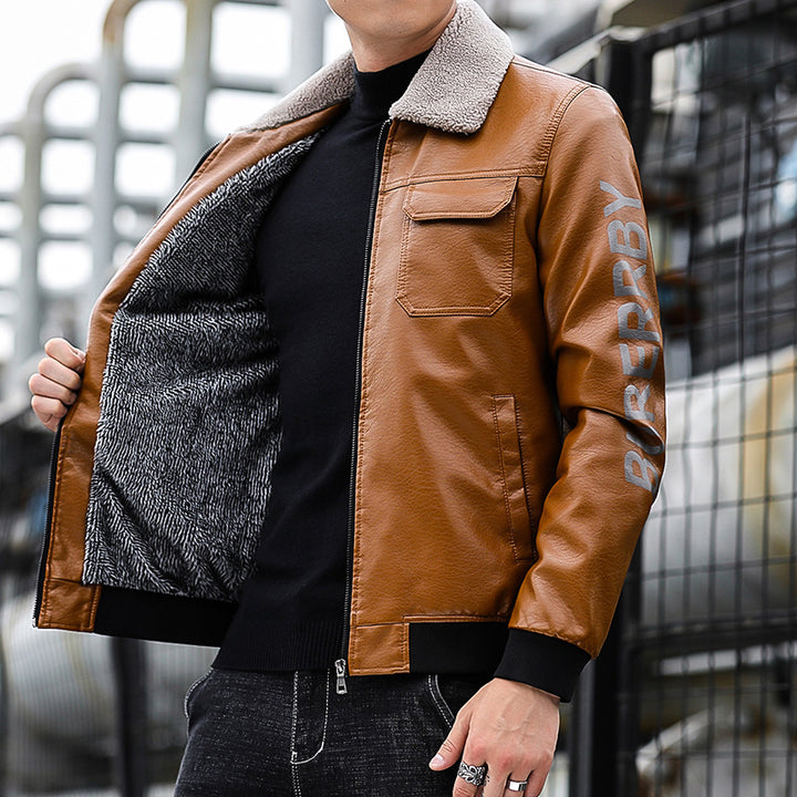 Herren Kunstleder‑Pilotenblouson im Aviator‑Stil mit Brustklappen und Rippbündchen – Taviero